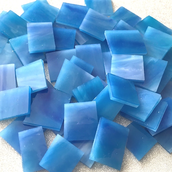 SKY BLUE Streaky Stained Glass - 50 Pieces