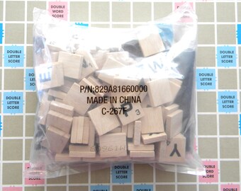 SALE -100 New in Bag - Wood SCRABBLE Tiles - Complete Set - Mosaic Craft Supplies
