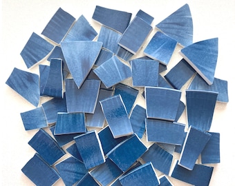 DENIM BLUE Swirl Mosaic China Tiles - 50 Tiles
