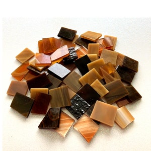 MIX - Shades of BROWN Stained Glass - 50 Pieces