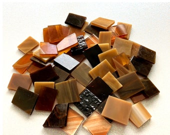 MIX - Shades of BROWN Stained Glass - 50 Pieces