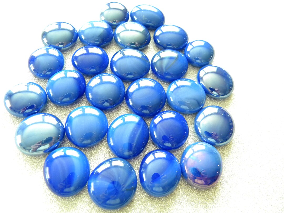25 Shades of BLUE Glass Gems Mosaic Supplies Half Marbles/cabochons