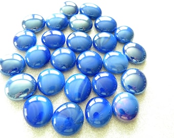 25 Shades of BLUE Glass Gems - Mosaic Supplies - Half Marbles/Cabochons/Glass Nuggets