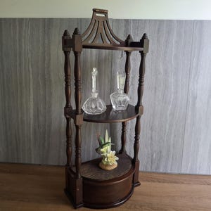 Vintage Butler Co. Shelving Display Whatnot Wall Hanging:  Dark Wood, Spindles, Wall Pocket Planter