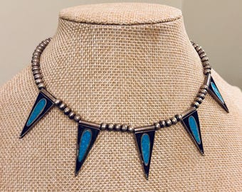 Vintage Turquoise Arrowhead Necklace | Sterling Silver Southwestern Jewelry