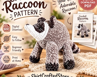 Modèle de crochet Jimothy Raccoon (PDF) - Téléchargement du modèle de crochet PDF