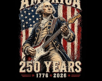 250e anniversaire de l'Amérique en PNG, George Washington et Lincoln jouant de la guitare, téléchargement amusant par sublimation du 4 juillet, Abe Lincoln 250e