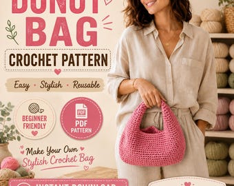 Modèle de sac donut au crochet | Sac tendance au crochet | Sac hobo facile au crochet | Sac d'été au crochet | Modèle de sac à main à faire soi-même | Modèle de sac au crochet PDF