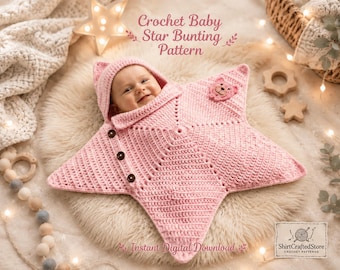 Patron PDF au crochet pour combinaison bébé étoile, gigoteuse à capuche, costume étoile, guide visuel