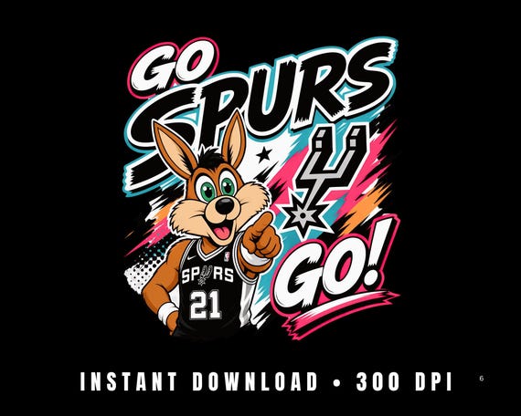 Go Spurs Go PNG, San Antonio Spurs Basketball PNG, Wembanyama Spurs Mascot Design, Spurs Game Day Shirt, NBA Basketball Sublimation Download