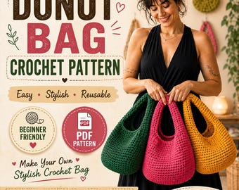 Modèle de sac donut au crochet | Sac tendance au crochet | Sac hobo facile au crochet | Sac d'été au crochet | Modèle de sac à main à faire soi-même | Modèle de sac au crochet PDF