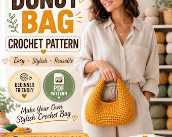 Modèle de sac donut au crochet | Modèle de sac à main tendance au crochet (PDF) | Sac hobo facile au crochet | Sac d'été élégant au crochet | Modèle de sac à main à faire soi-même (à télécharger)
