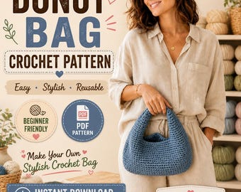 Modèle de sac donut au crochet | Sac tendance au crochet | Modèle de sac à main à faire soi-même | Sac d'été au crochet | Sac hobo facile au crochet | Modèle de sac à main au crochet (PDF)