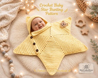 Patron de combinaison bébé étoile au crochet, PDF étape par étape, modèles de crochet, sac de marché fait main, téléchargement instantané