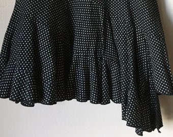 Vintaage 1980s Skirt Rampage Wiggle Trumpet cotton black white Asymmetrical Hem fit flare micro polk dot size S decadencefashion womenswear