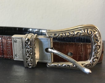 Vintage 1990s Western Belt Reversible Swivel Buckle Leather size XS/S Decadencefashion Womenswear