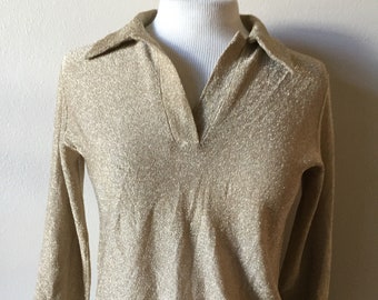 Vintage Amaretto Jon Michel 1960s Blouse Pullover Gold Metallic Size S Decadencefashion Womenswear