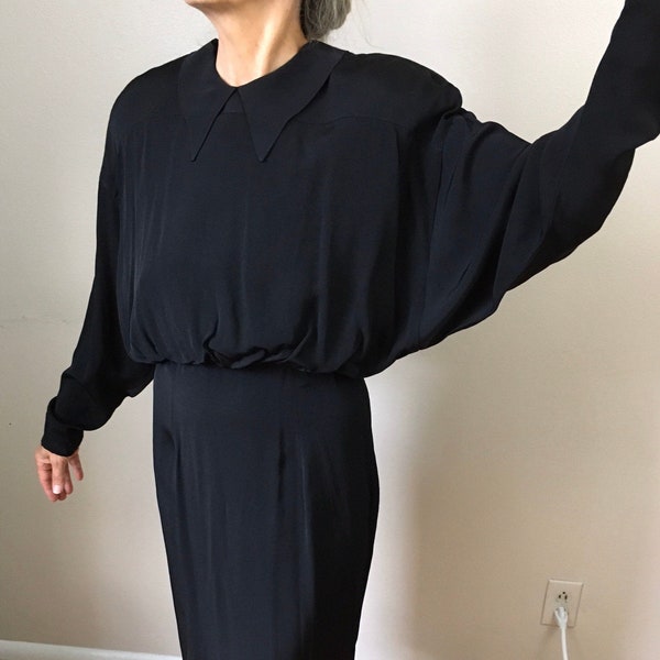 Vintage 80s Dress Diane Von Furstenberg Black Evening Posh Glam 20s/30s Style DVF Designer Volup Bust size XS/S Decadencefashion Womenwear
