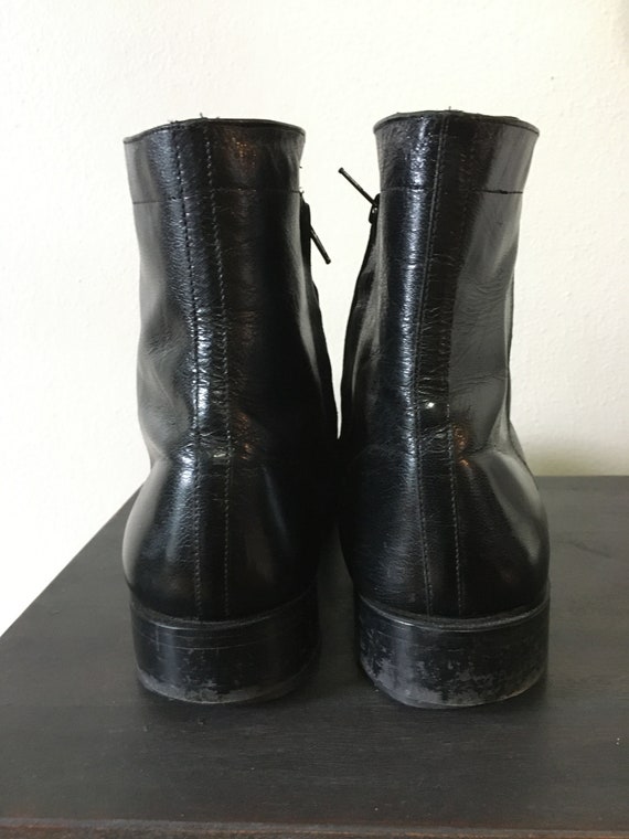 Vintage 80s/90s Leather Boots Florsheim Black Bea… - image 5