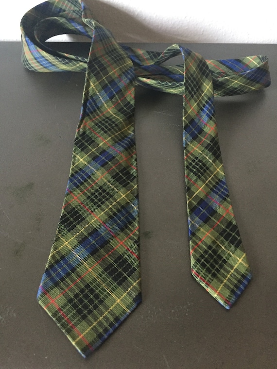 Vintage 1960s Necktie Preppy Green Blue Yellow Tie