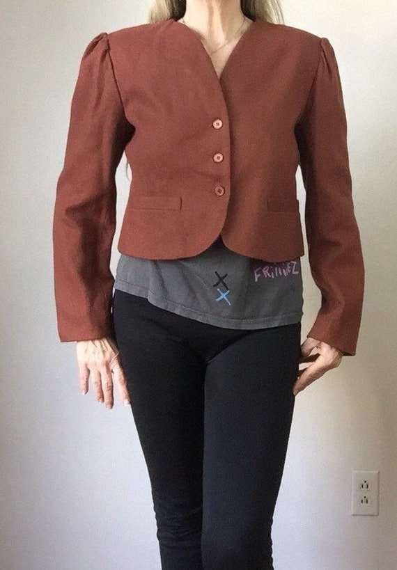 Vintage 1970s Jacket Casual Cropped Blazer Wool N… - image 1