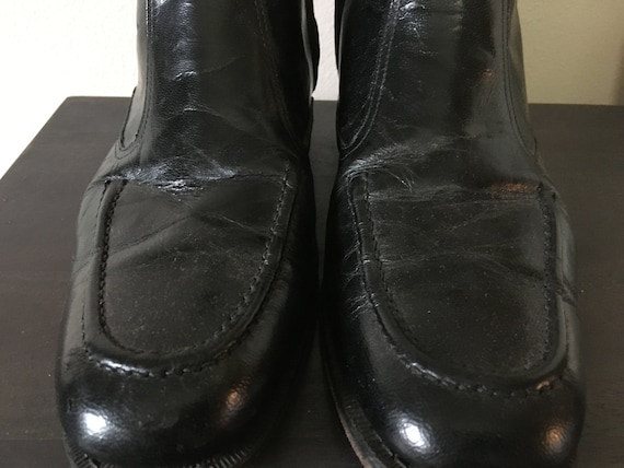 Vintage 80s/90s Leather Boots Florsheim Black Bea… - image 3