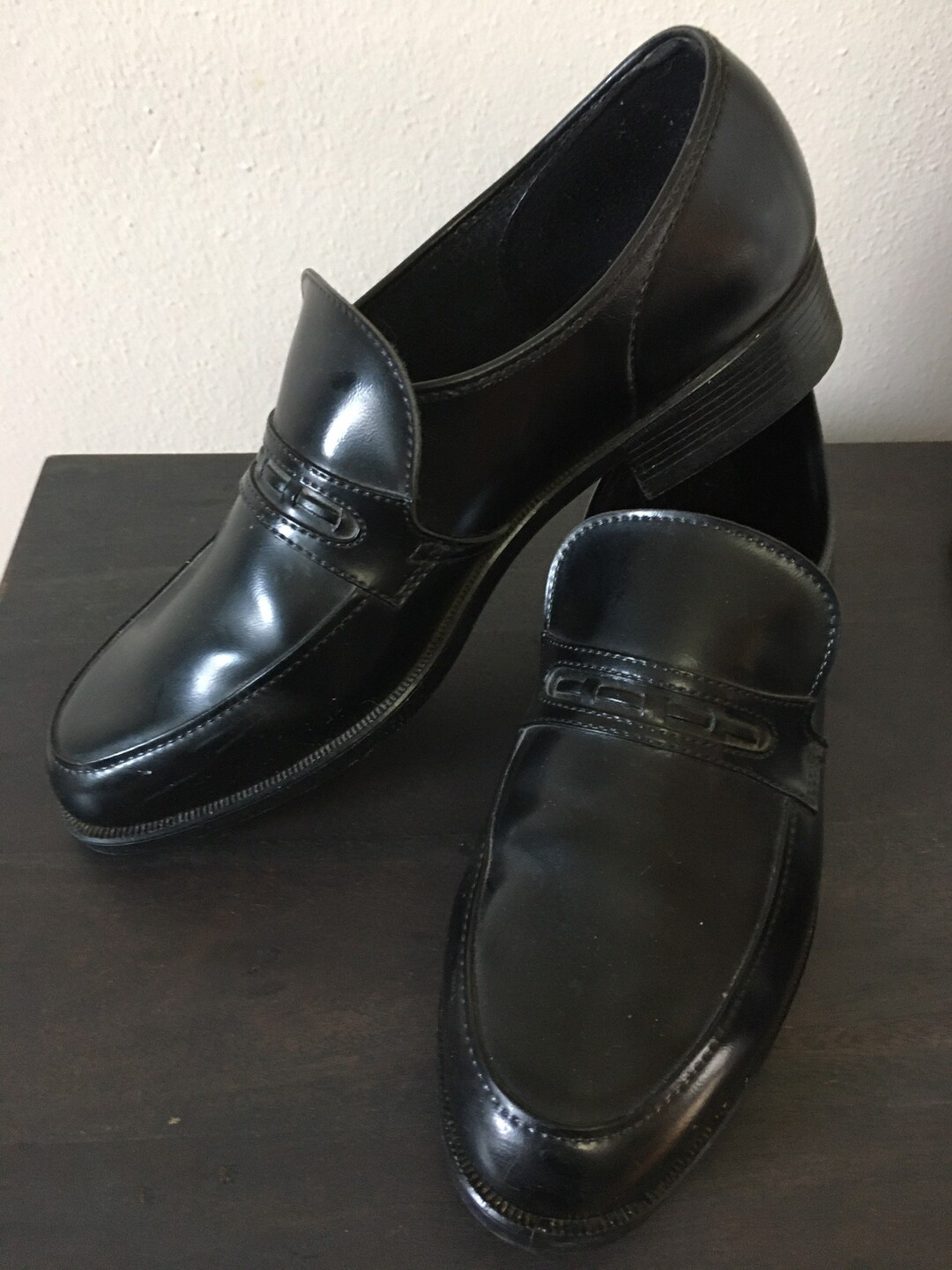 Vintage 1960s Leather Shoes Slip on Loafer Black Chancellors - Etsy