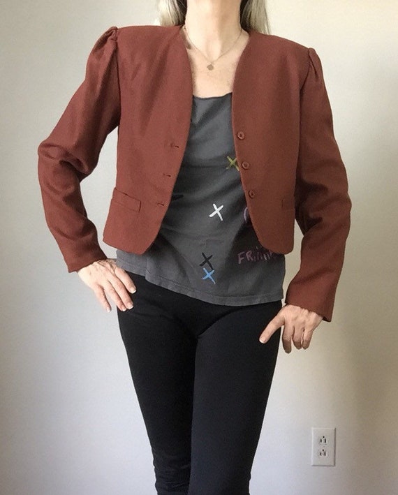 Vintage 1970s Jacket Casual Cropped Blazer Wool N… - image 2