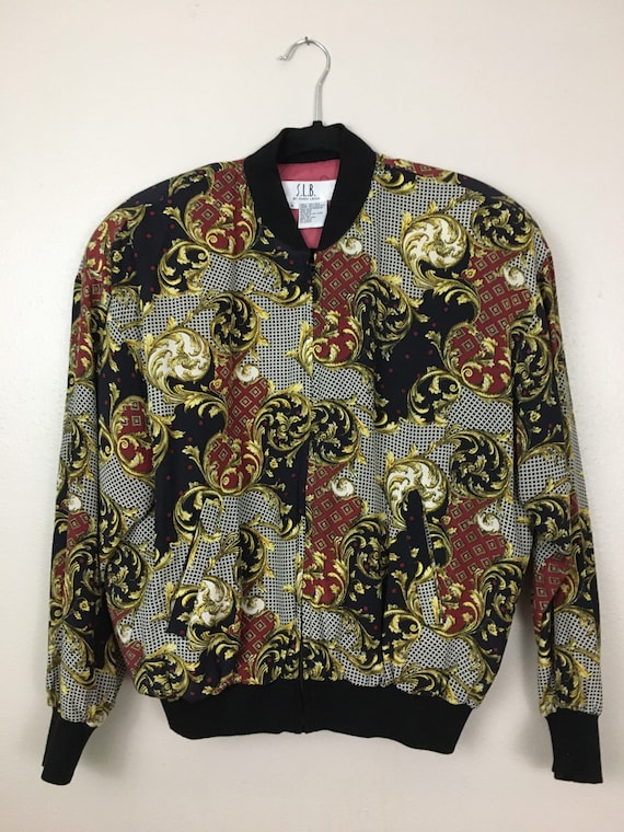 Vintage 1980s Puffy Bomber Jacket Baroque Versace… - image 1