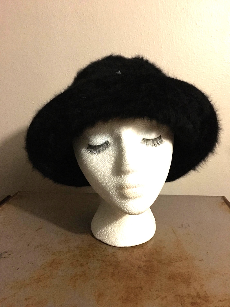 Kangol Hat 1980s Furgora Bucket Black Furry Decadencefashion afbeelding 7