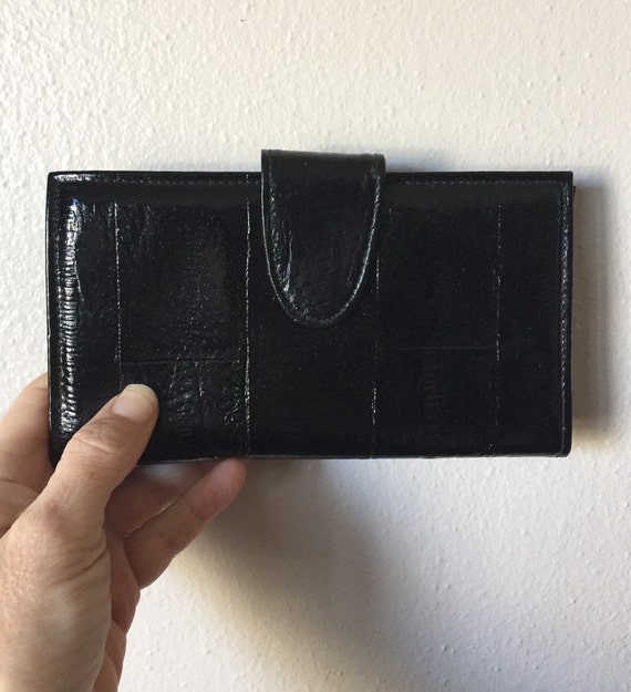 Vintage 1980s Coin Wallet Eel Skin Leather Black Coin Purse - Etsy