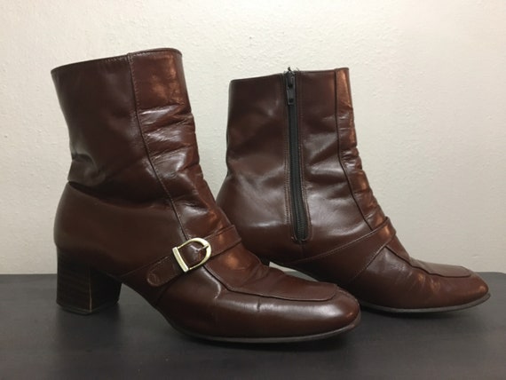 Vintage 1980s Ankle Boots Selby Leather Reddish B… - image 2