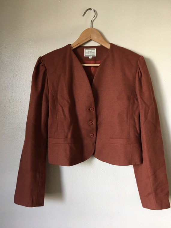 Vintage 1970s Jacket Casual Cropped Blazer Wool N… - image 3