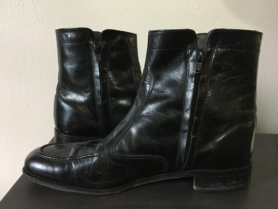 Vintage 80s/90s Leather Boots Florsheim Black Bea… - image 4
