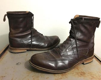Vintage J.Shoes Andrew 2 Leather Wingtip Ankle Lace Boots Rare British US 10