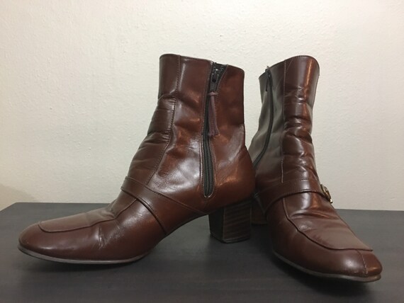 Vintage 1980s Ankle Boots Selby Leather Reddish B… - image 3