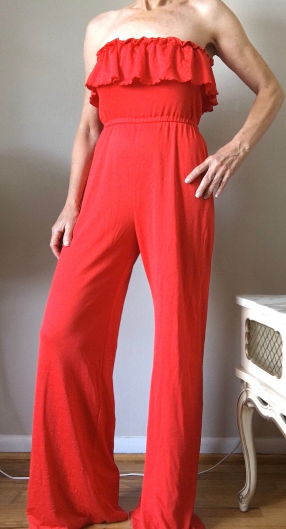 Vintage 60s/70s Jumpsuit Joy Stevens Red Strapless