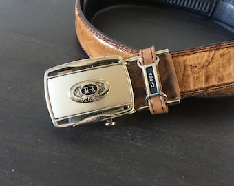 Vintage Caros 80s Belt Leather Slide Lock Buckle Accessory Decadencefashion Man