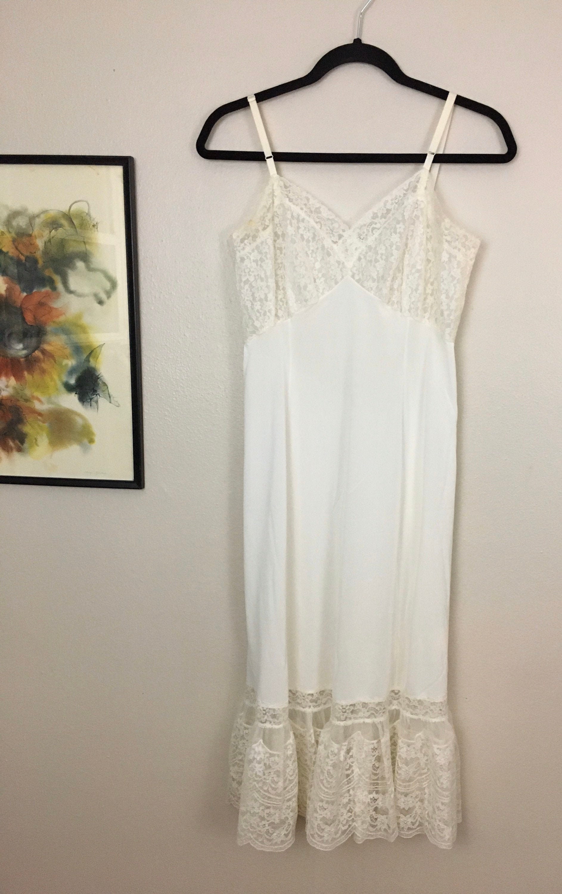 Vintage 70s Slip Van Raalte Lingerie White Nylon Glam Flowing | Etsy