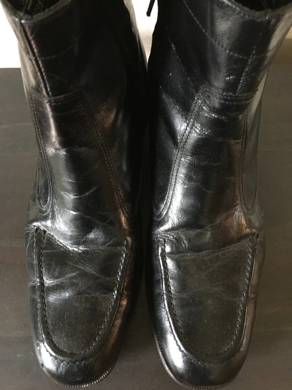 Vintage 80s/90s Leather Boots Florsheim Black Bea… - image 2