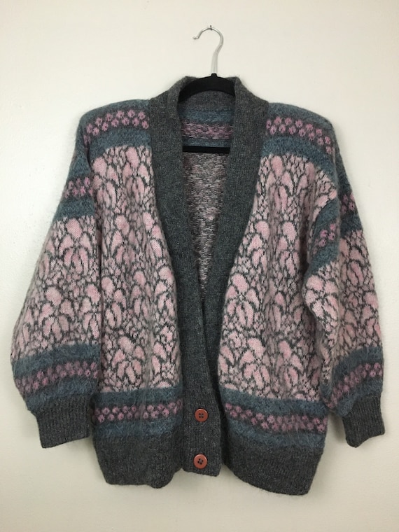 Vintage 1980s Sweater Wool Cardigan Casual Oversi… - image 1