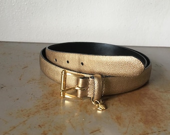 Vintage Ralph Lauren Gold Leather Belt: Women display picture 1