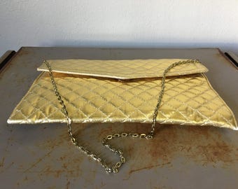 Vintage 60s/70s Gold Metallic Quilted Envelope Purse – HL USA Evening Crossbody