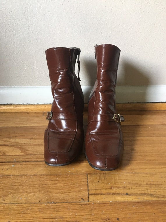 Vintage 1980s Ankle Boots Selby Leather Reddish B… - image 7