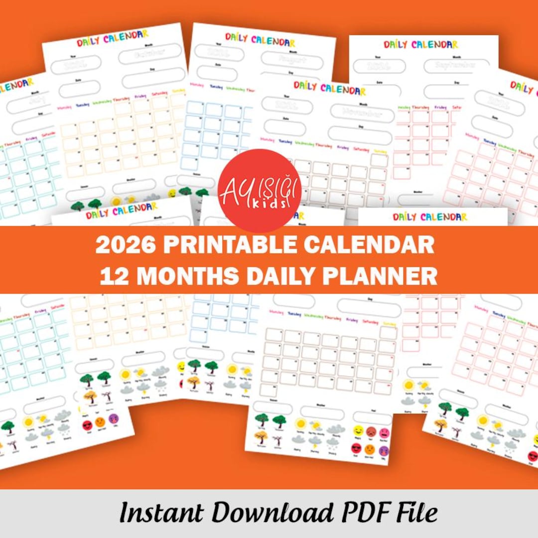 2026 Daily Calendar for Kids | Days, Year, Weather, Seasons, Feelings ...