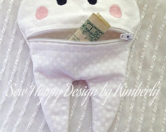 Fully Lined Fabric Zipper Pouch TOOTH FAIRY Bag