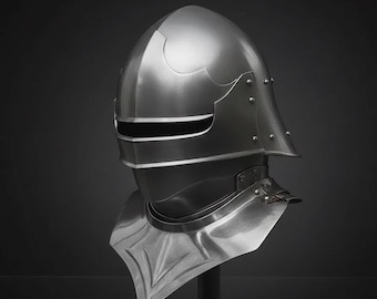 Handmade Steel Knight Helmet | Gothic Crusader Armor, LARP Reenactment