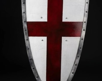 Escudo de Cruzado de Madera Hecho a Mano, Accesorio de Cosplay de Caballero Templario LARP