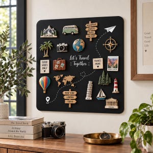 Travel Magnet Board, Metal Board, Custom Board for Travel Magnets Keepsake, Large Display Board, Travel Theme Decor