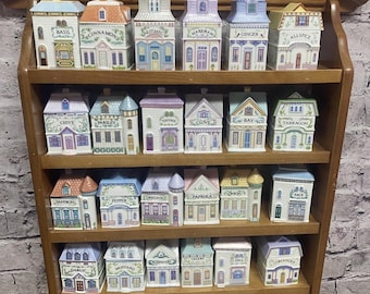 Vintage Lenox Spice Village 1989 24 Jar Set with Rack Rare